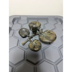 Solid Brass Leaf Trinket Dish Candlestick Holder Made in India Vintage Decor